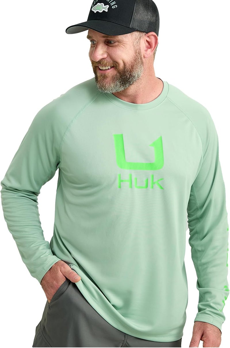 HUK Store قميص أيقوني للرجال بأكمام طويلة، قميص أداء لصيد الأسماك - Image 1